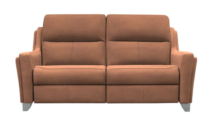 Parker Knoll Portland Large Two Seat Sofa Roma Nutmeg Leather Brushed Steel Leg